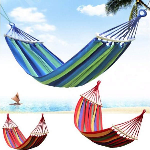 Set 2 x Hamac cu bara de lemn pentru o vara relaxanta