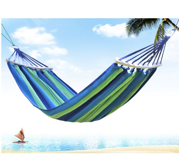 Set 2 x Hamac cu bara de lemn pentru o vara relaxanta