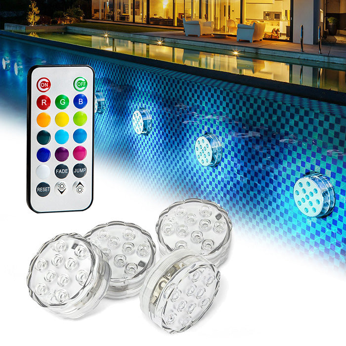 Set 4 lampi LED RGB, cu telecomanda, Waterproof