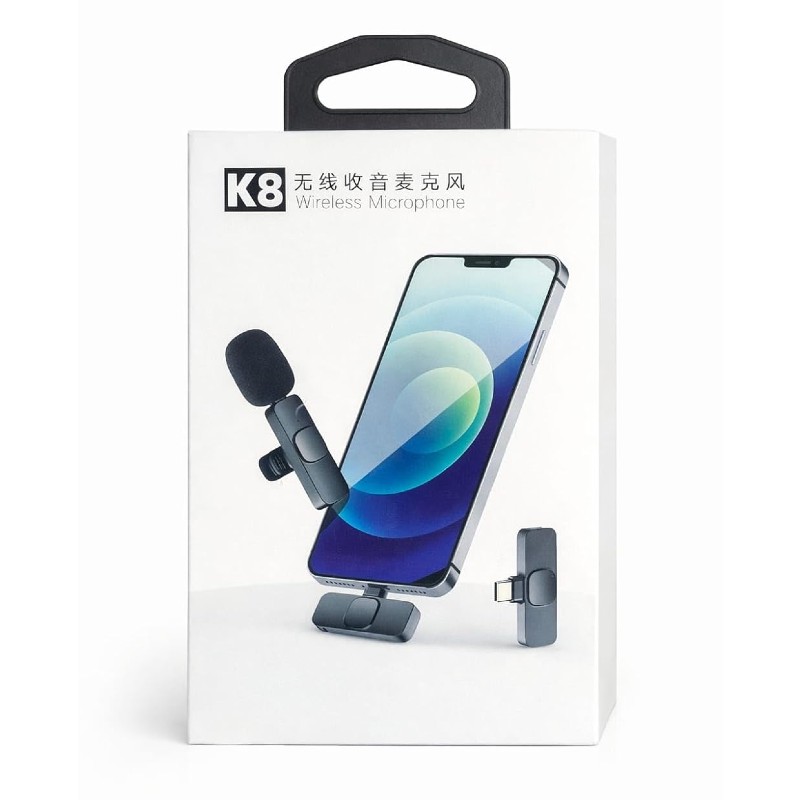 Microfon Bluetooth K8 tip lavaliera, conector USB tip C