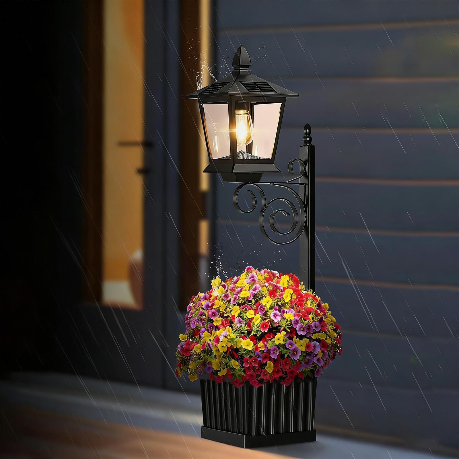 Lampa solara cu ghiveci integrat, LED alb cald