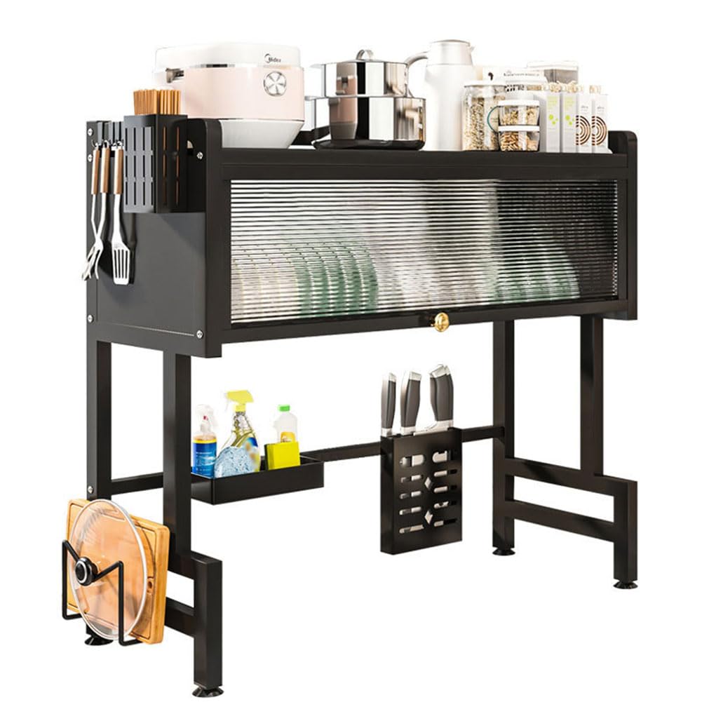 Dulap de vase cu scurgator deasupra chiuvetei, 85 cm, Negru
