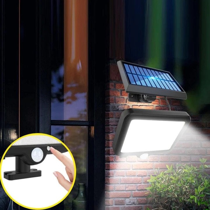 Set 2 x Proiector solar 160 LED 8 COB, Senzor de lumina si miscare