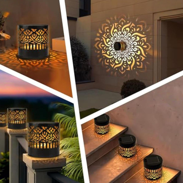 Set 4 x Lampa solara Mandala Alb cald