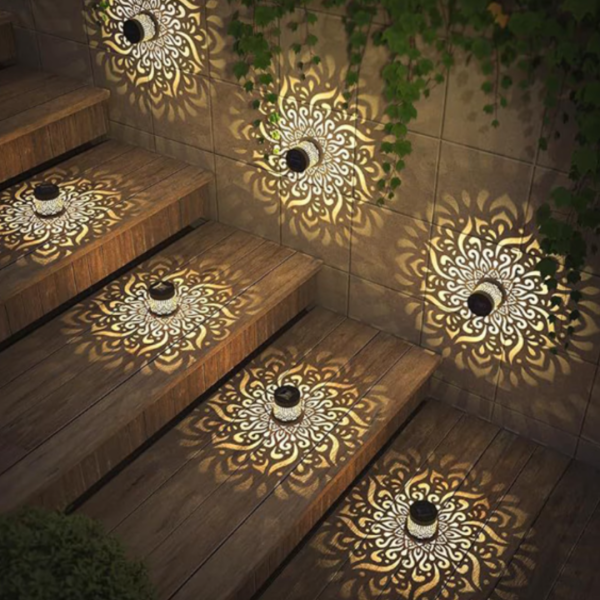 Set 4 x Lampa solara Mandala Alb cald