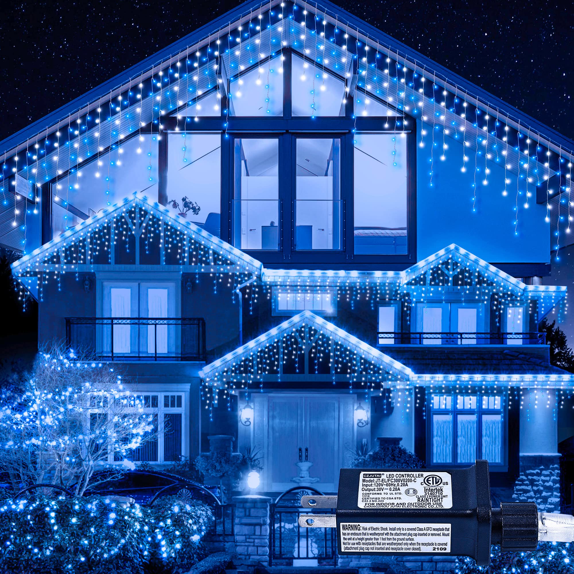 Instalatie franjuri 300 LED, 12 Metri lungime, Albastru