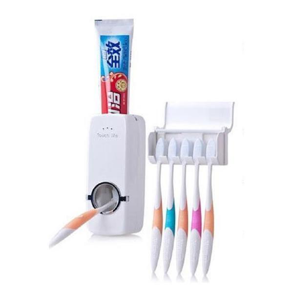 Oferta 1+1 Gratis! Dozator pasta de dinti cu suport pentru 5 periute