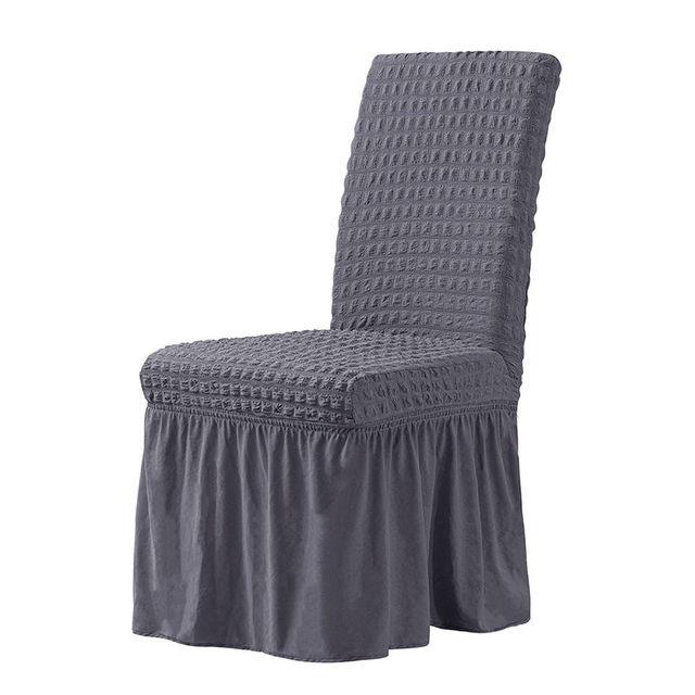 Set 6 x husa de scaun, cu volane - Gri inchis