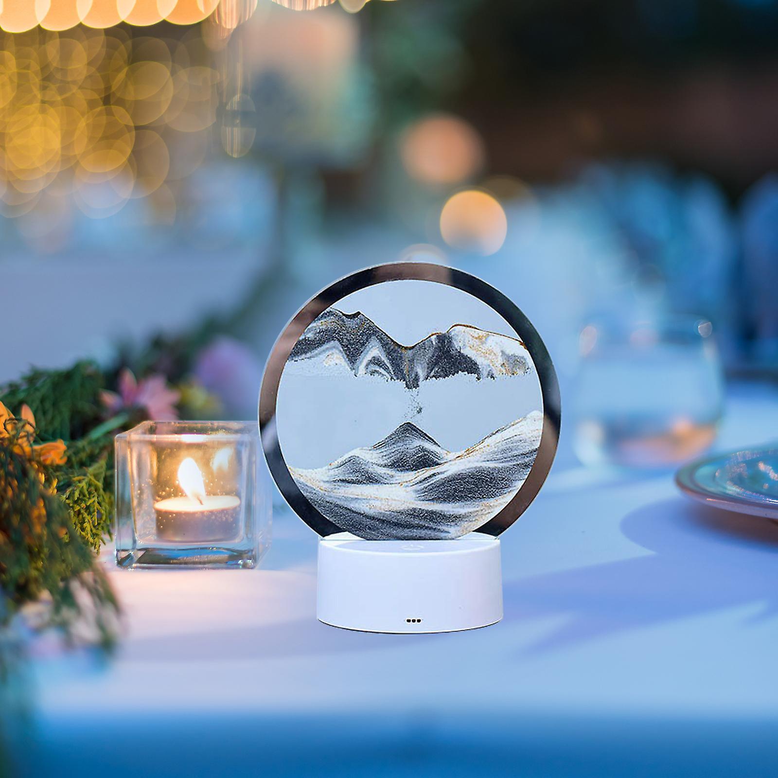 Lampa decorativa tip clepsidra, nisipuri miscatoare, Verde