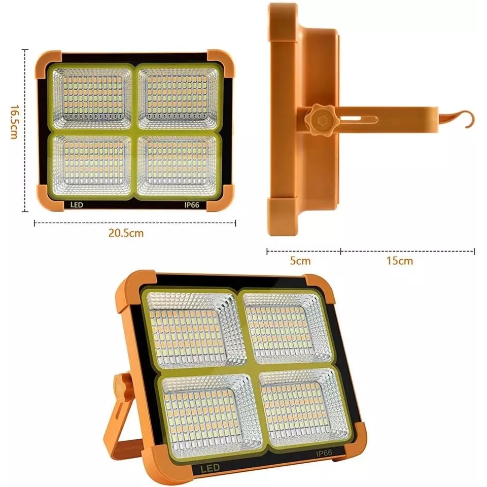 Proiector LED 200 W, lampa solara portabila