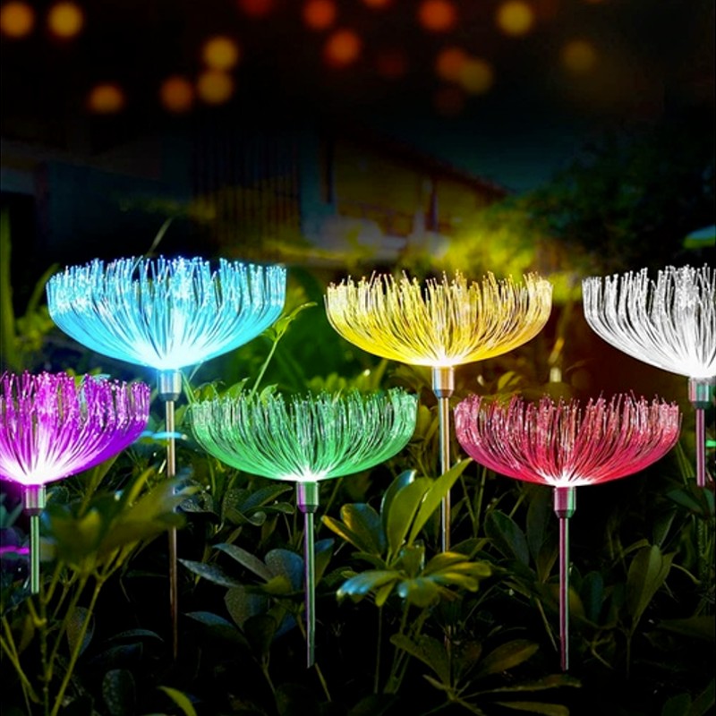 Set 2 x Lampa solara 7 LED RGB, model floare