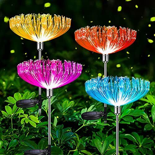 Set 2 x Lampa solara 7 LED RGB, model floare