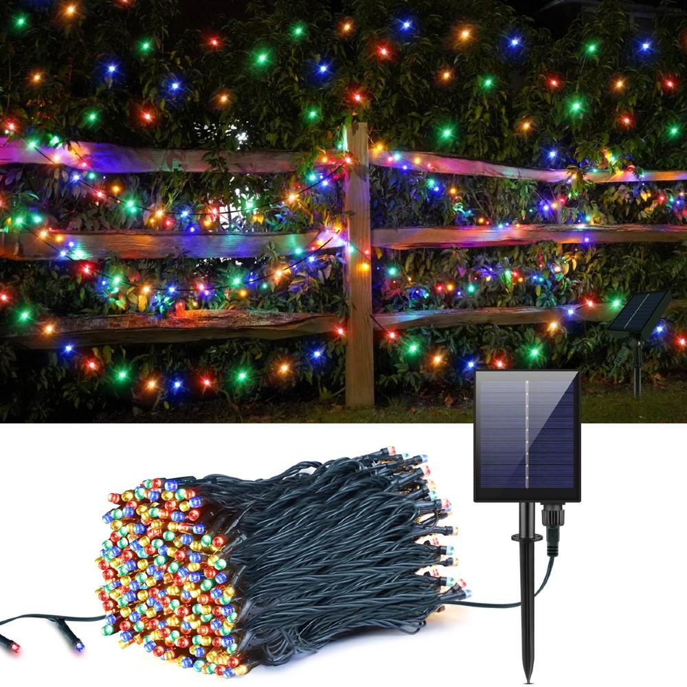 Instalatie solara 1000 LED, 100 M pentru exterior, Multicolor
