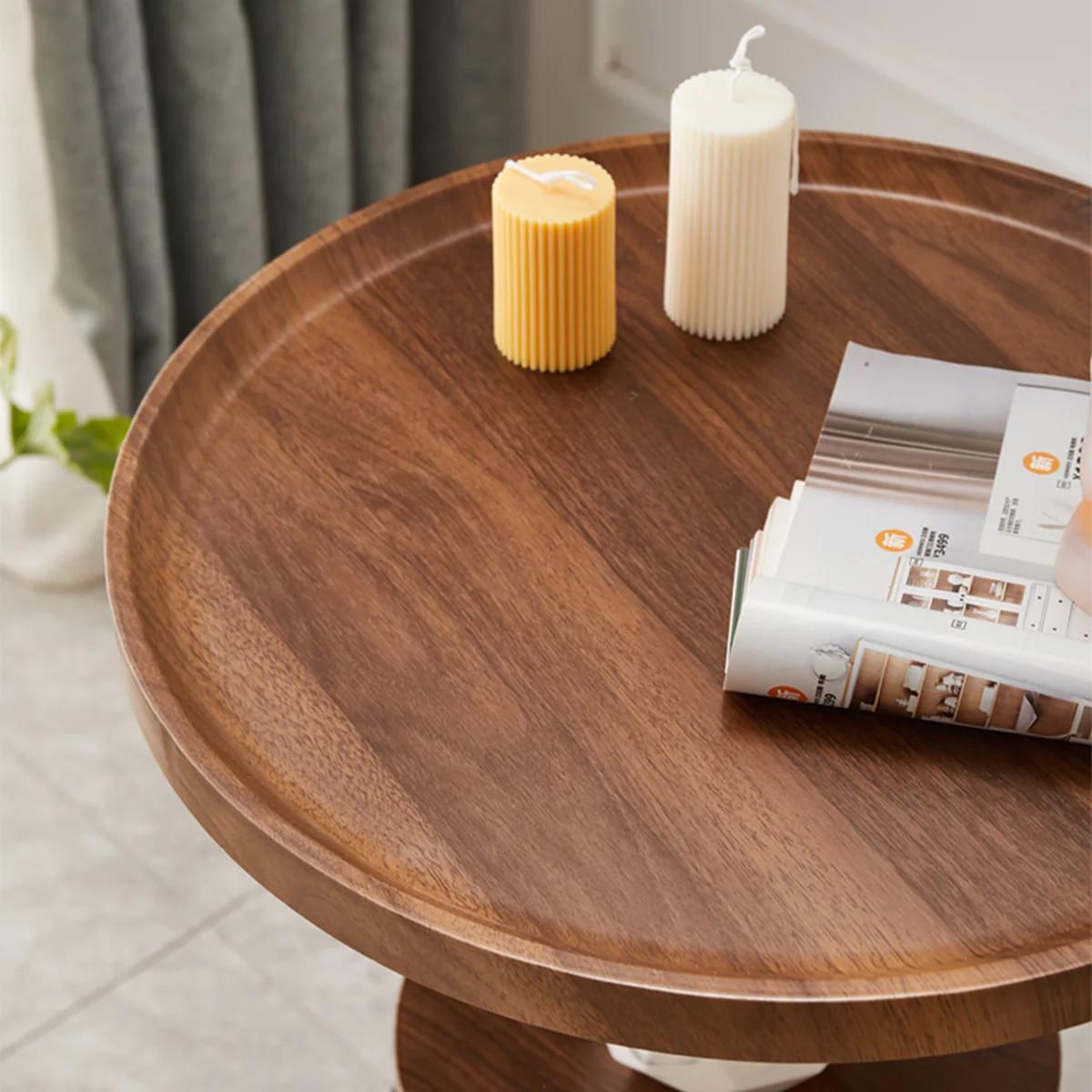 Masuta cafea, lemn, maro, 2 niveluri, 40 x 40 x 62 cm