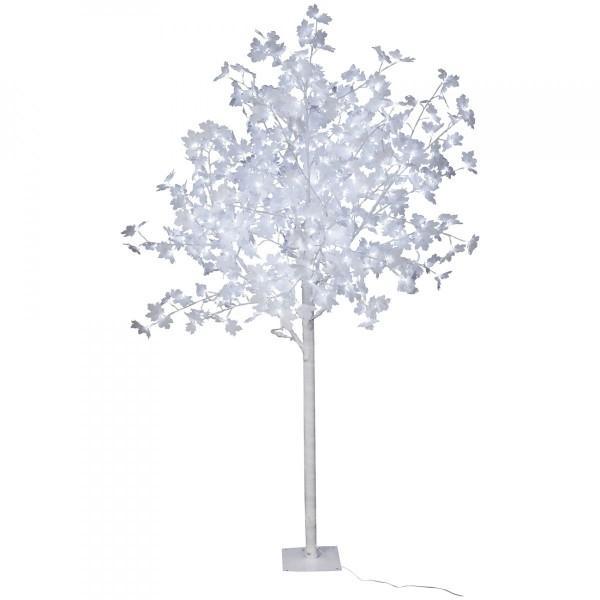 Copac decorativ sarbatori, Alb, iluminat 128 LED, 160 cm, lumina rece