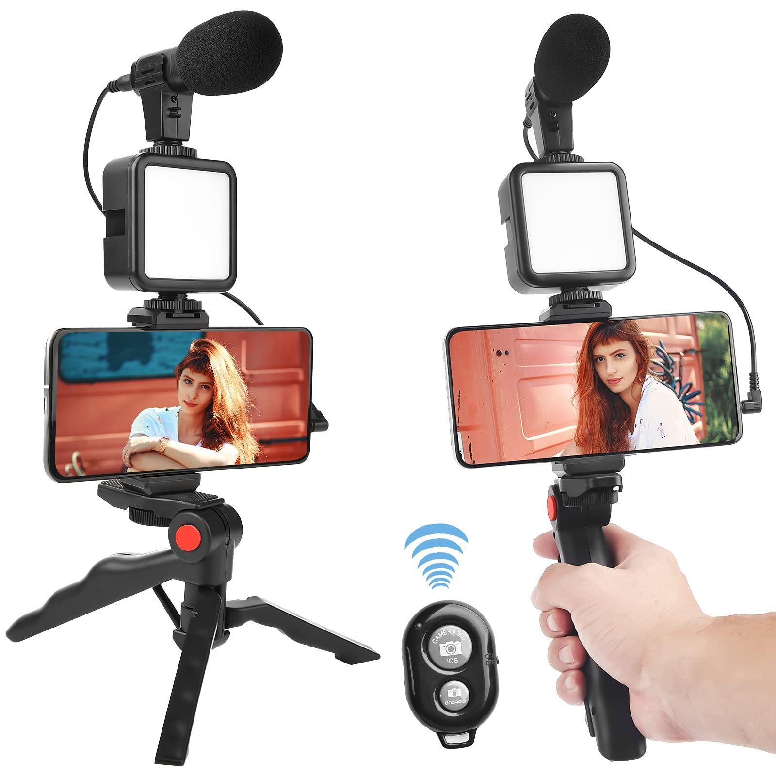 Kit video Vlogging, Trepied cu microfon si lumina