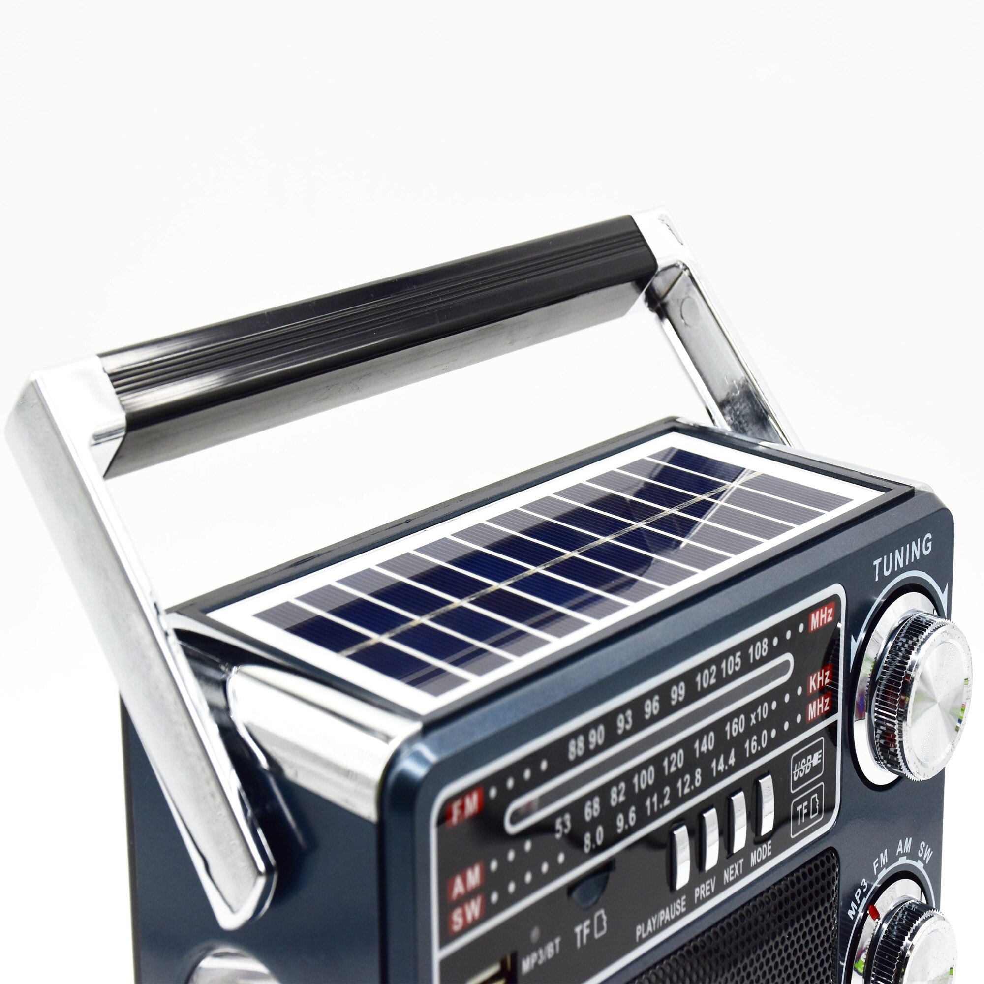 Radio solar Bluetooth, lanterna, USB, MP3 player - Negru