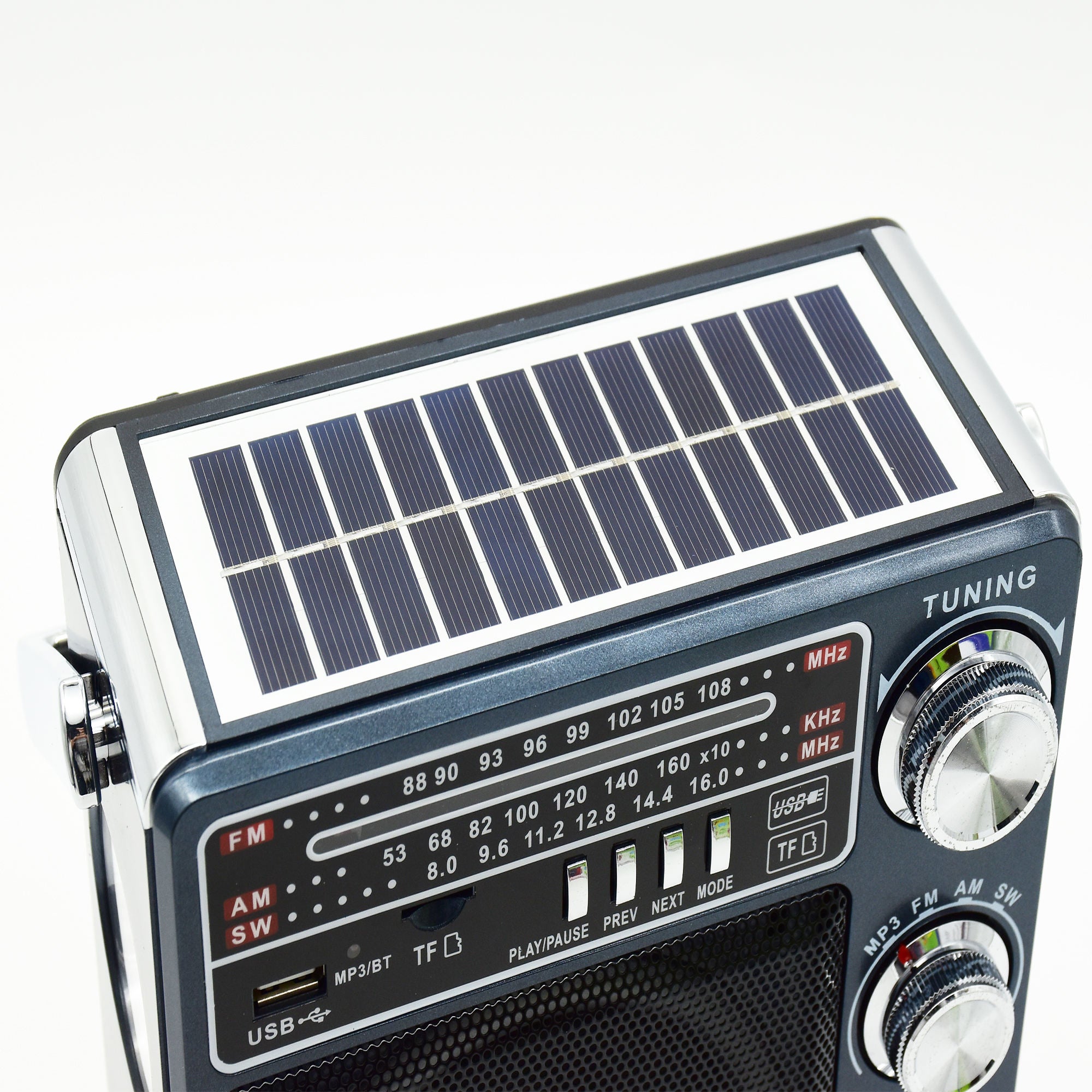 Radio solar Bluetooth, lanterna, USB, MP3 player - Negru