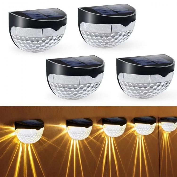 Set 6 x Lampa solara exterior, 6 LED, senzor, lumina rece, Negru