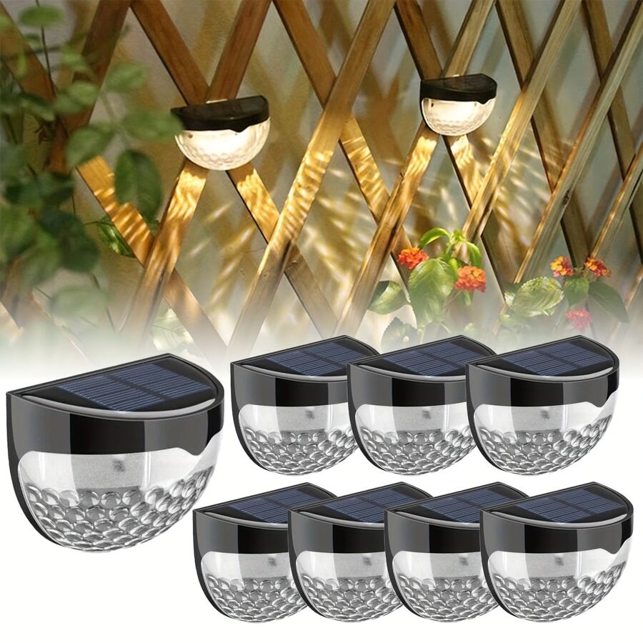 Set 6 x Lampa solara exterior, 6 LED, senzor, lumina rece, Negru