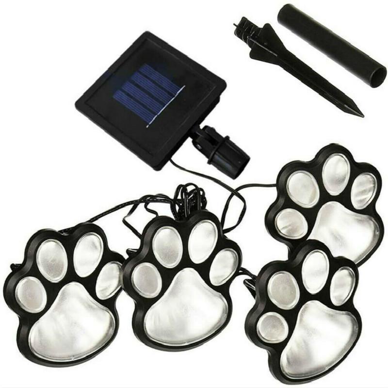 Set 4 lampi solare Paw Print Light