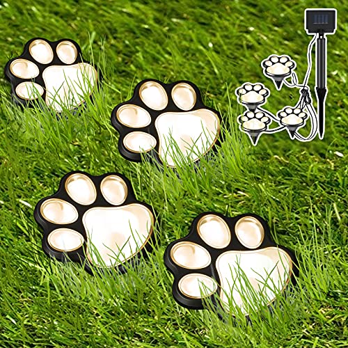 Set 4 lampi solare Paw Print Light