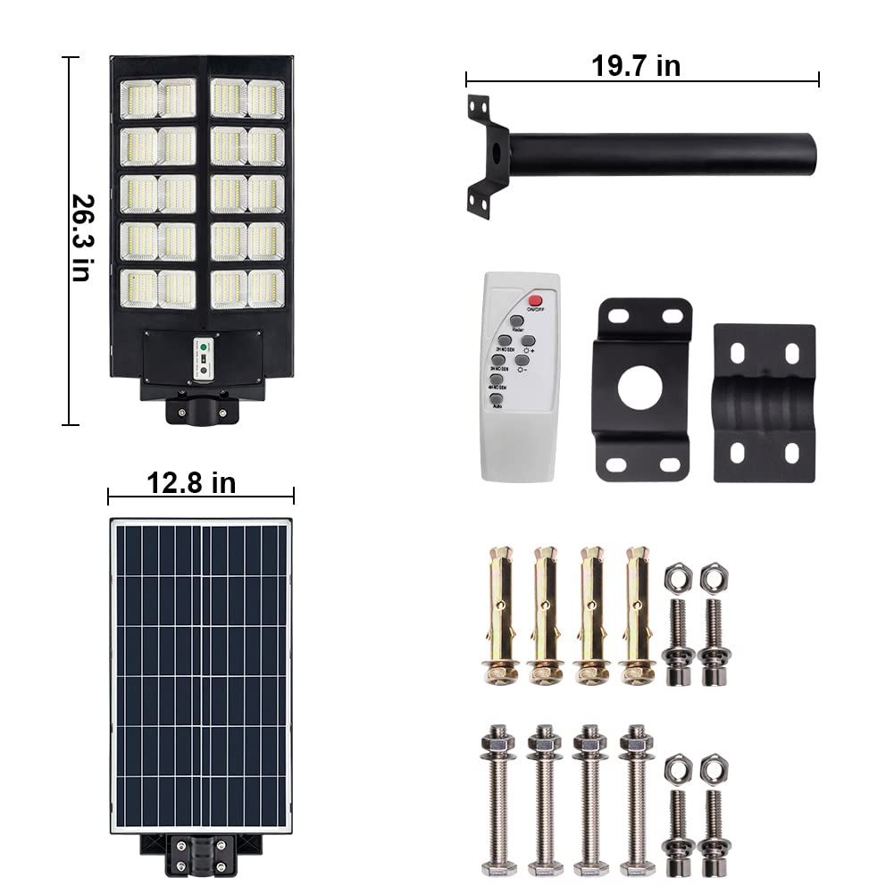 Lampa Solara LED 1000 W, Telecomanda, Suport Metalic