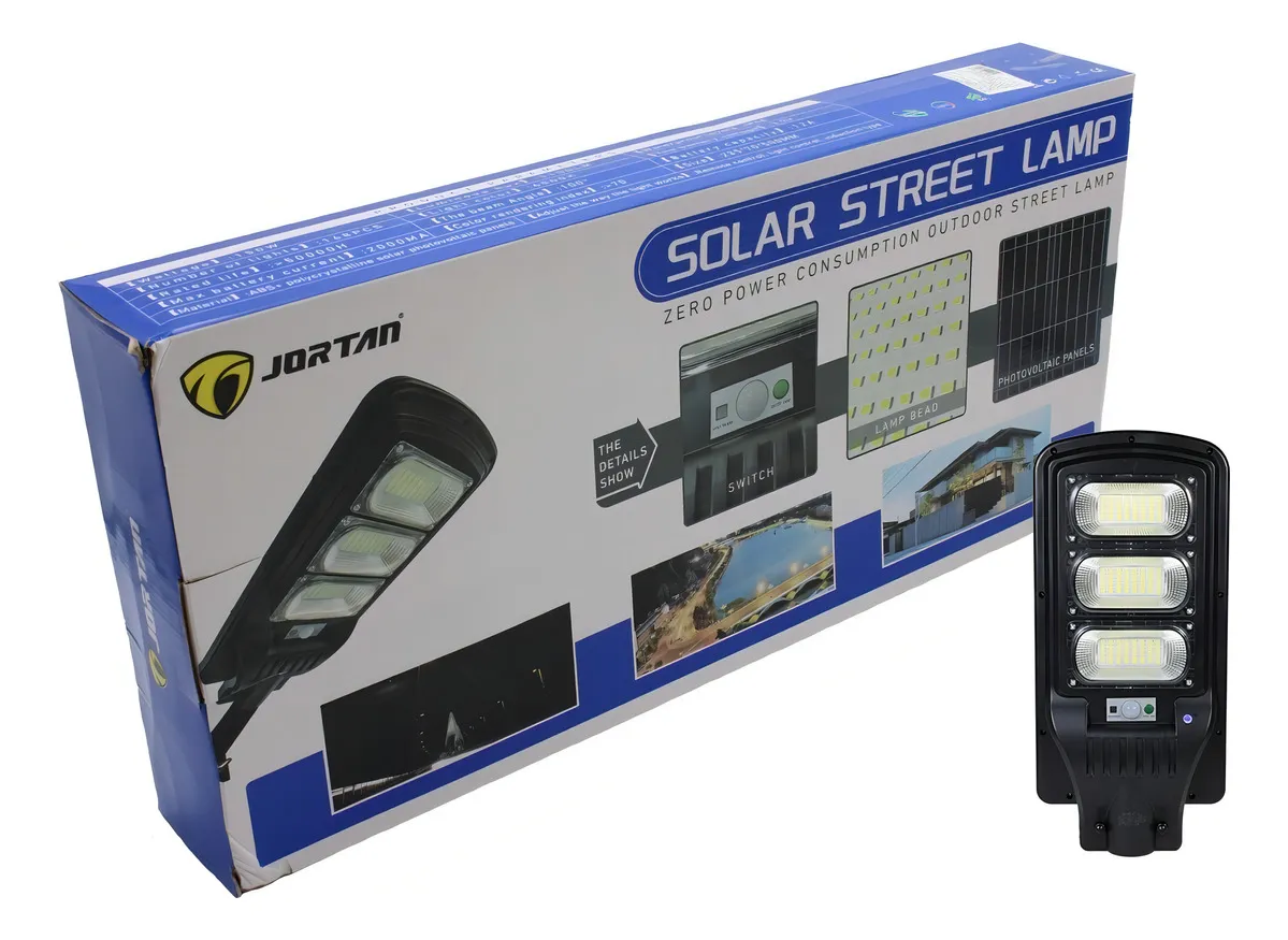 Lampa solara 150 W Jortan, telecomanda, panou integrat