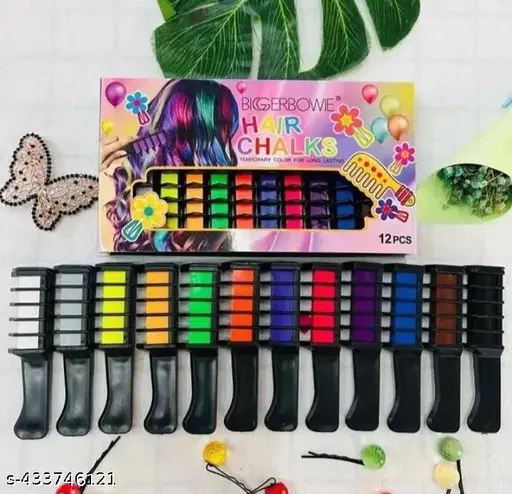 Creta colorata pentru par, Set 12 nuante - Vopsit Temporar