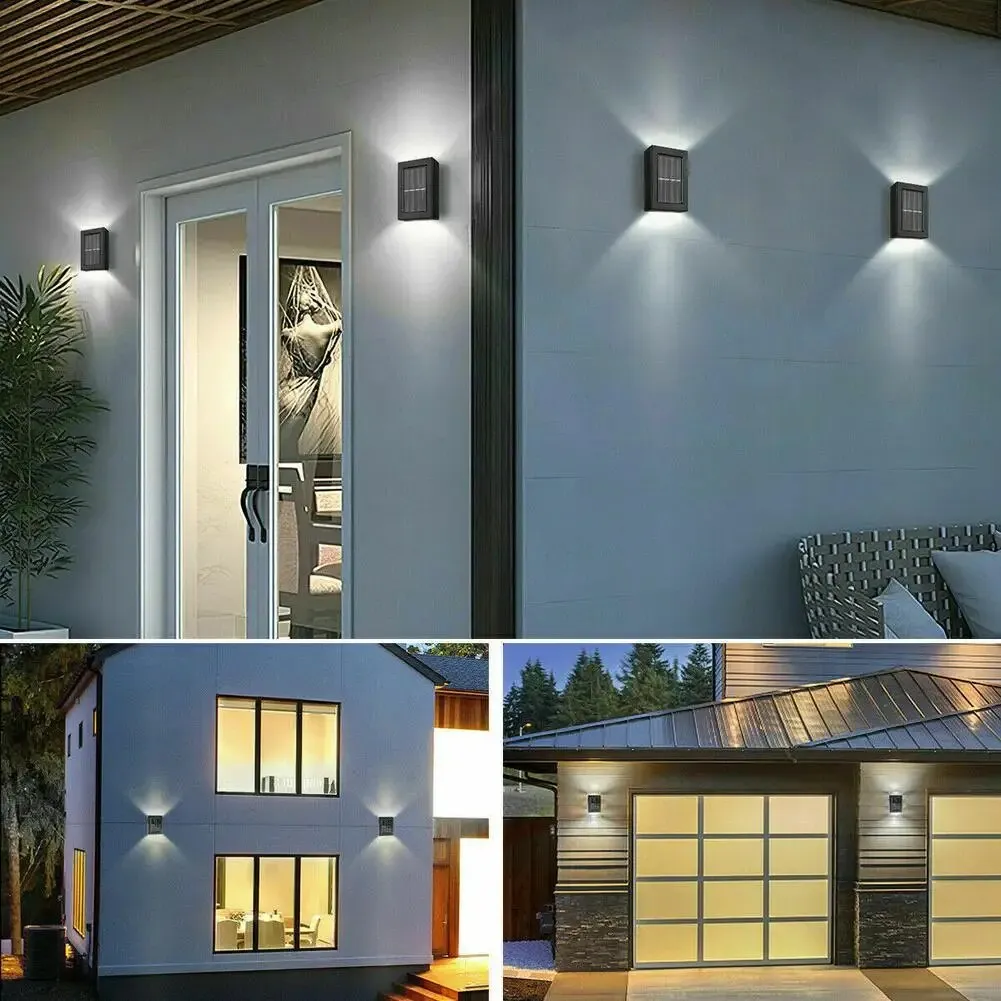 Set 4 x lampa solara 2 LED cu lumina bidirectionala