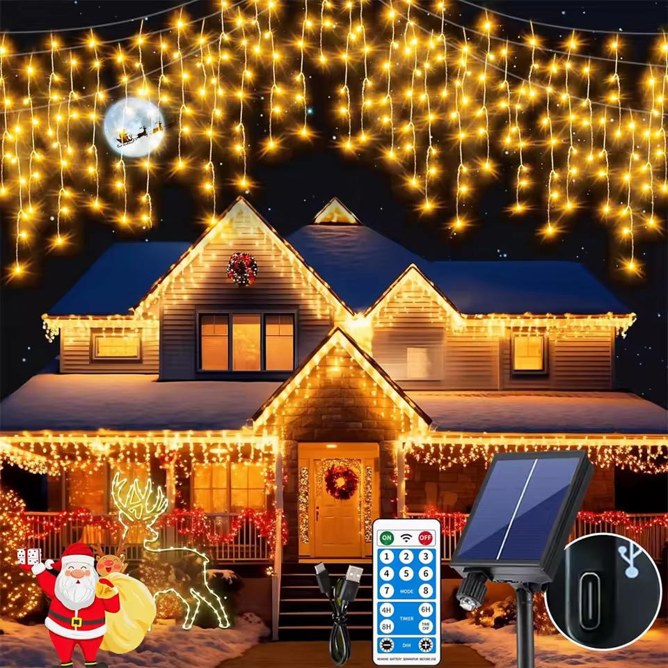 Instalatie lumini 640 LED, 25 Metri, Alb cald
