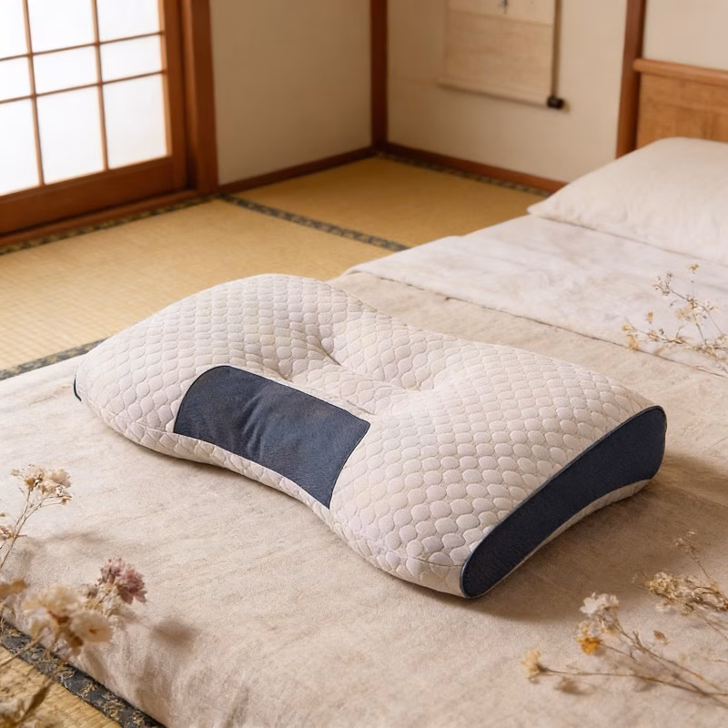 Perna cervicala ergonomica, invelis din bumbac