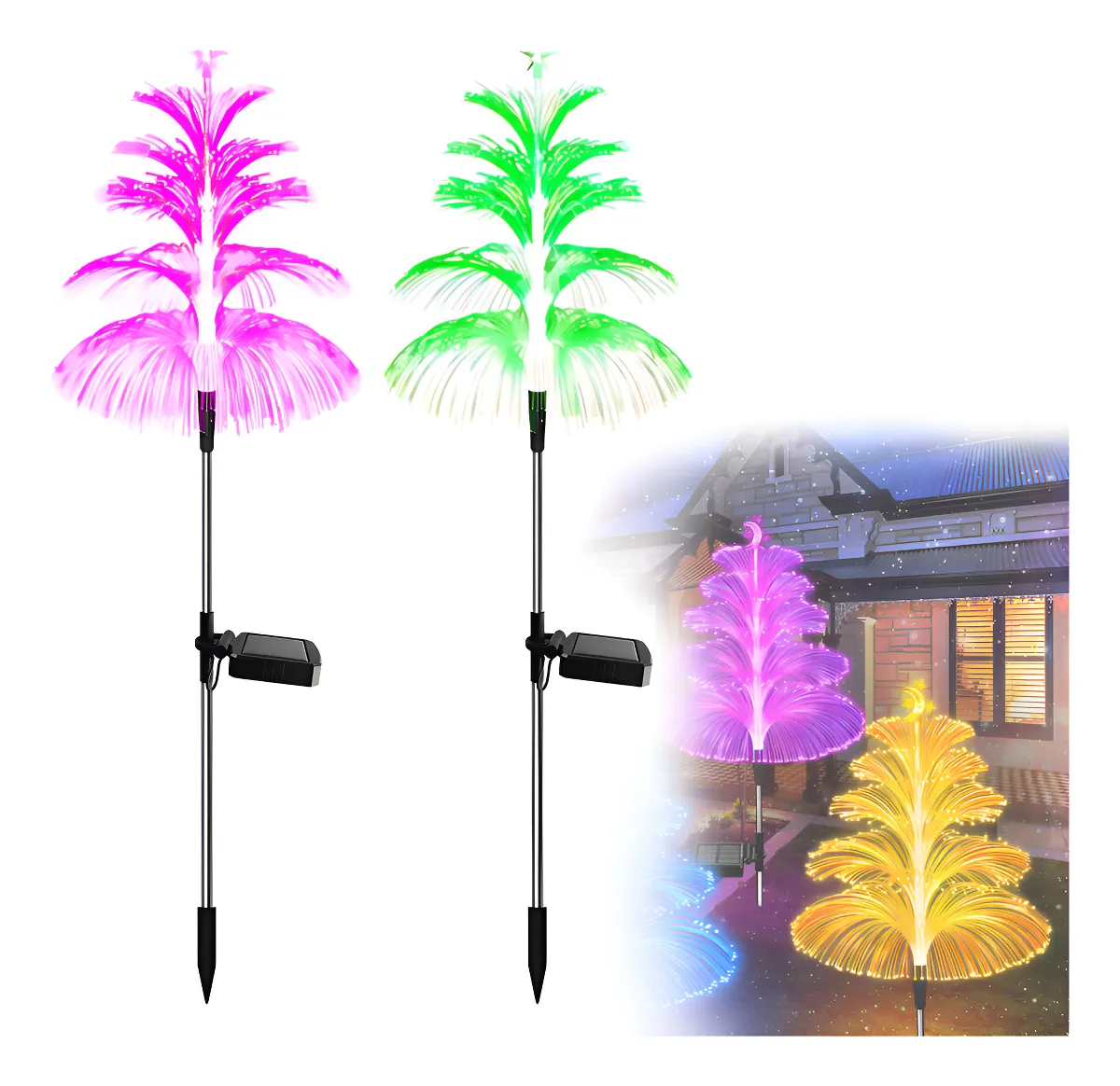 Set 2 x lampa solara RGB, Brad multicolor