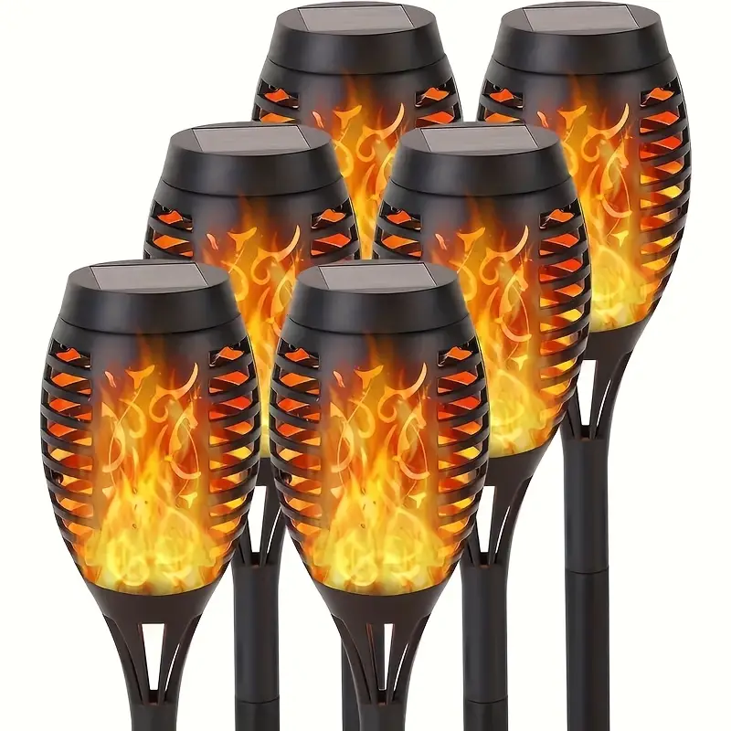 Set 6 x Lampa solara tip torta cu efect flacara, 50 cm