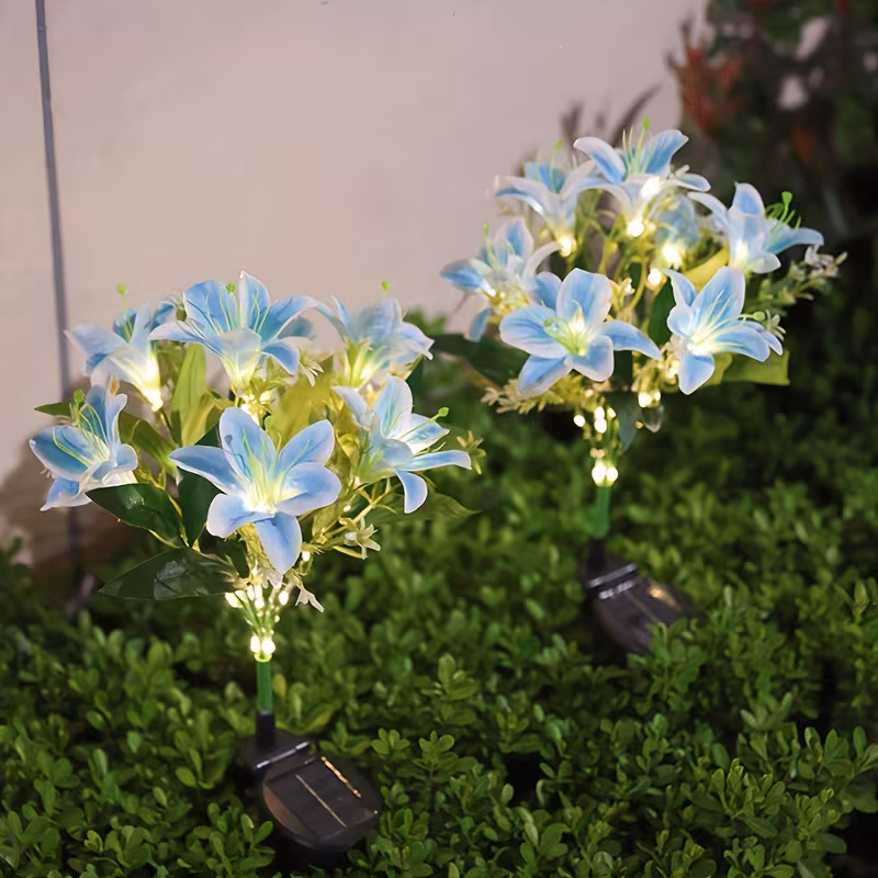 Set 2 x lampa solara 70 cm, 6 crini albastri