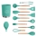Set 12 ustensile din silicon, pentru gatit - Verde
