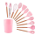 Set 12 ustensile din silicon, pentru gatit - Roz