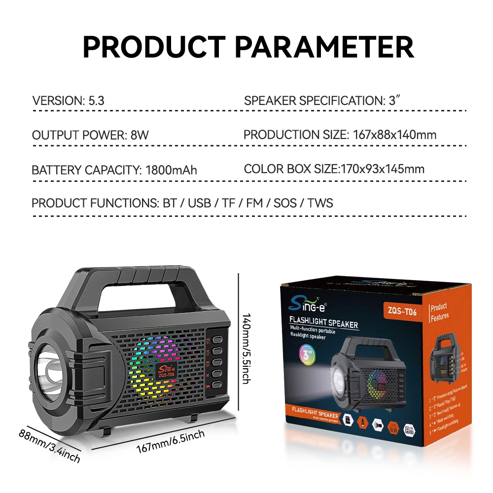 Boxa Bluetooth cu panou solar, lanterna, 5 W