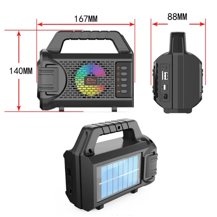 Boxa Bluetooth cu panou solar, lanterna, 5 W