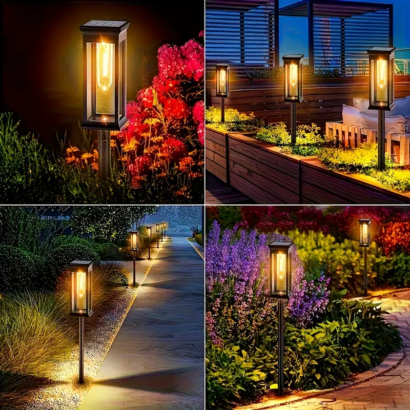 Set 4 x Lampa solara de gradina, IP65, LED Alb cald