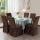 Set 6 x husa de scaun, cu volane - Maro inchis